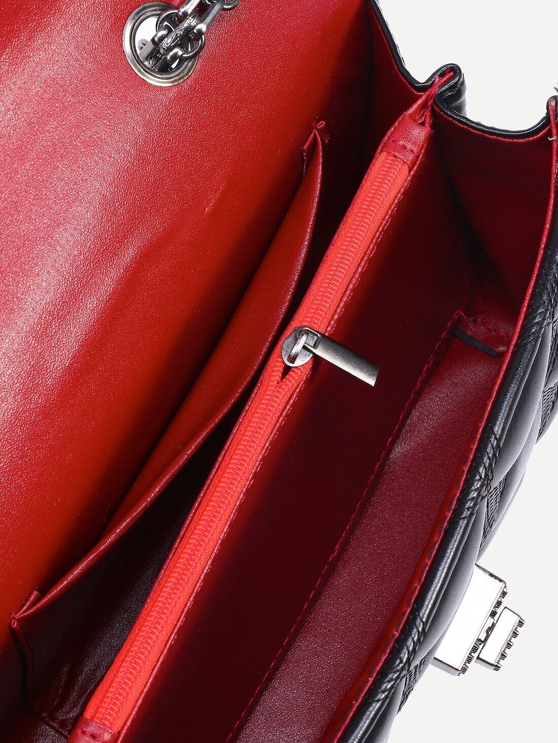 Black Quilted Turnlock Flap Bag SheIn(Sheinside)