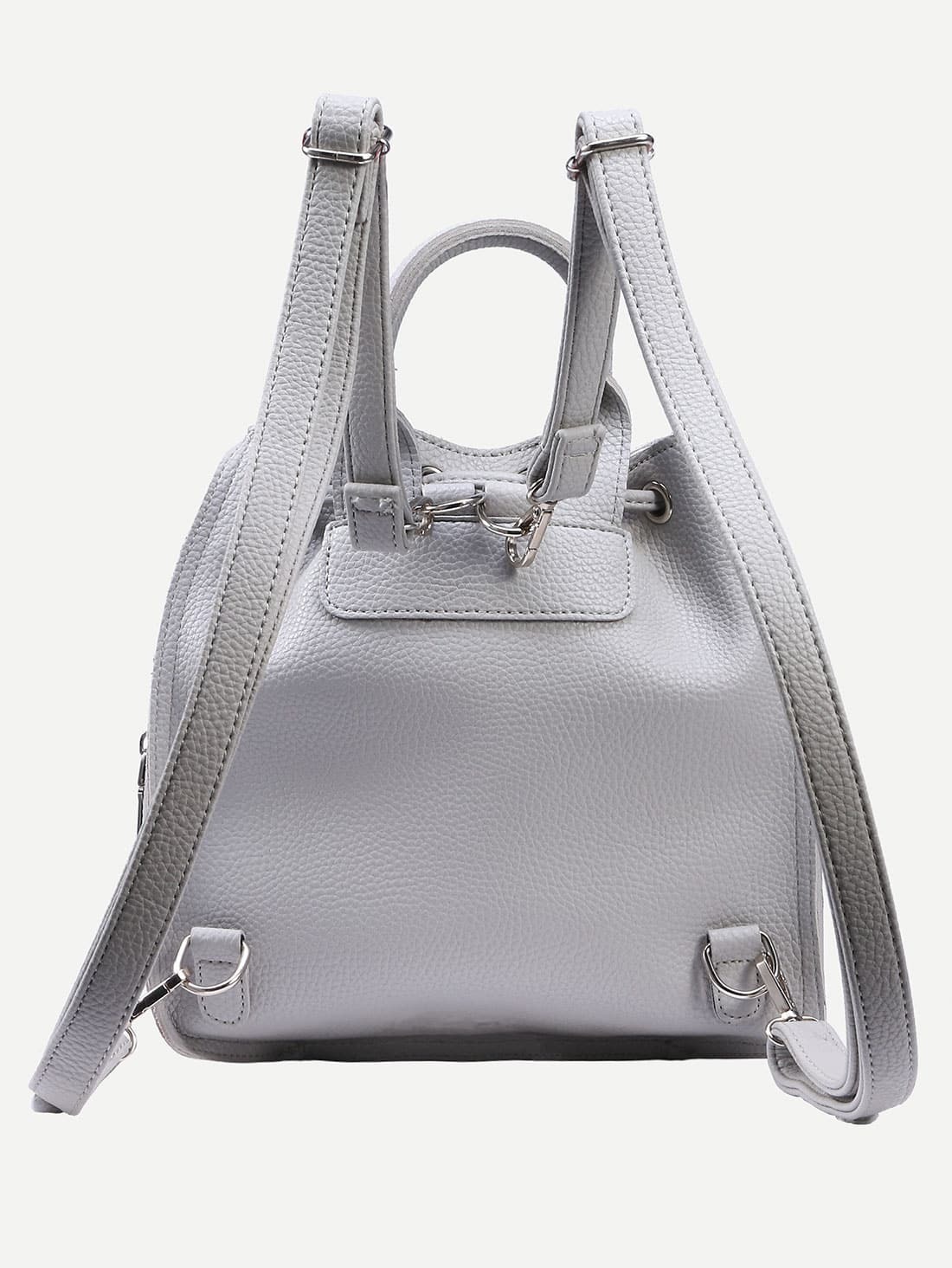 Grey Multiway Drawstring Bucket Backpack SheIn(Sheinside)