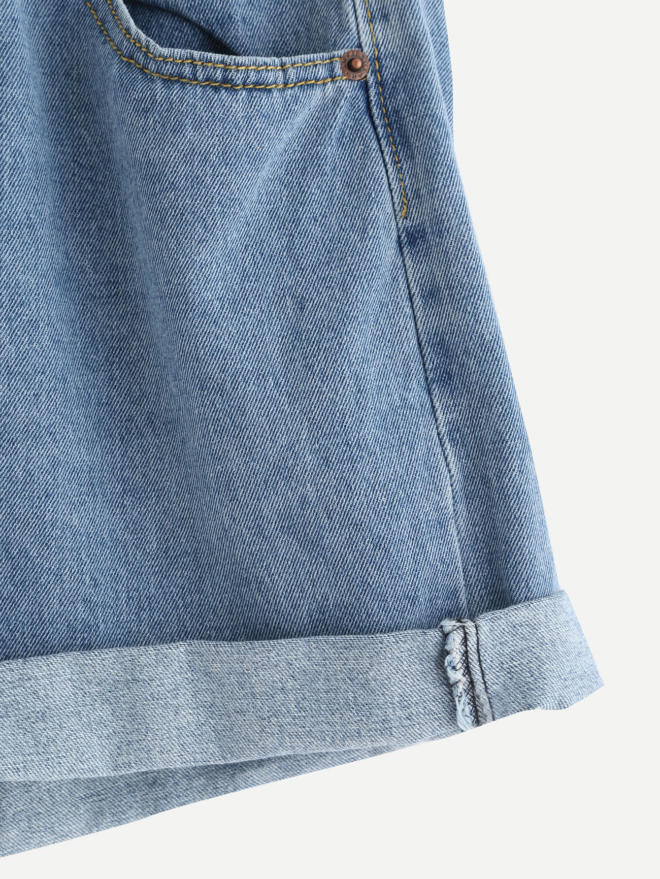 Rolled Hem Denim Shorts SheIn(Sheinside)