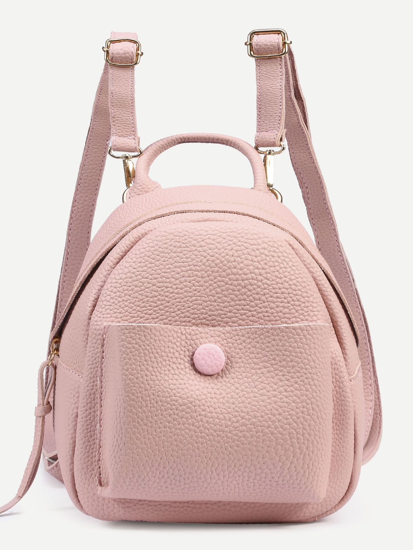 Pink Pebbled Faux Leather Backpack SheIn(Sheinside)