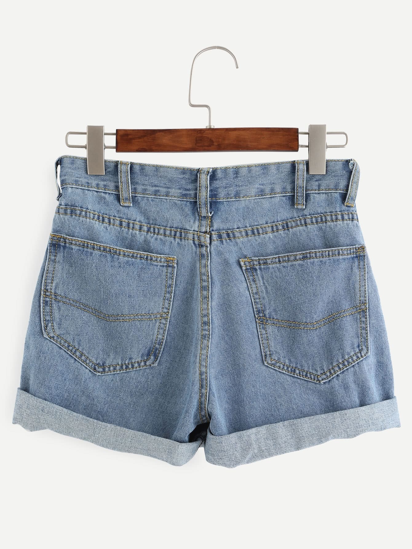 Rolled Hem Denim Shorts SheIn(Sheinside)