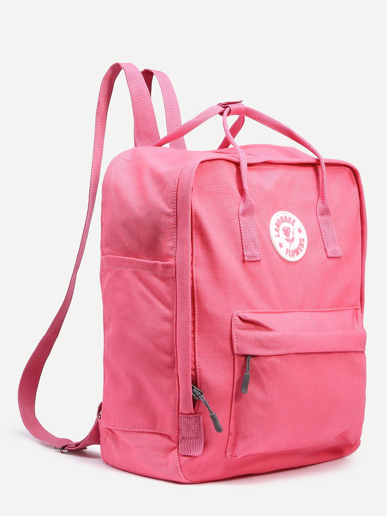Pink Double Handle Square Canvas Backpack SheIn(Sheinside)