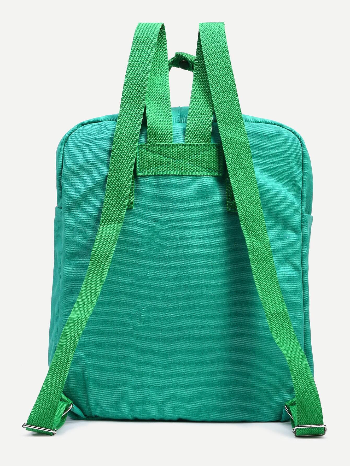 Green Double Handle Square Canvas Backpack SheIn(Sheinside)