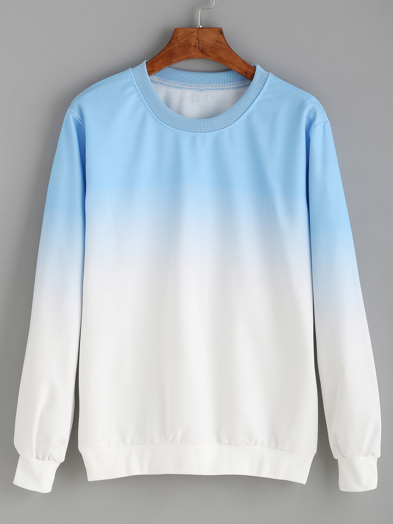 Blue Ombre Pullover Sweatshirt SheIn(Sheinside)
