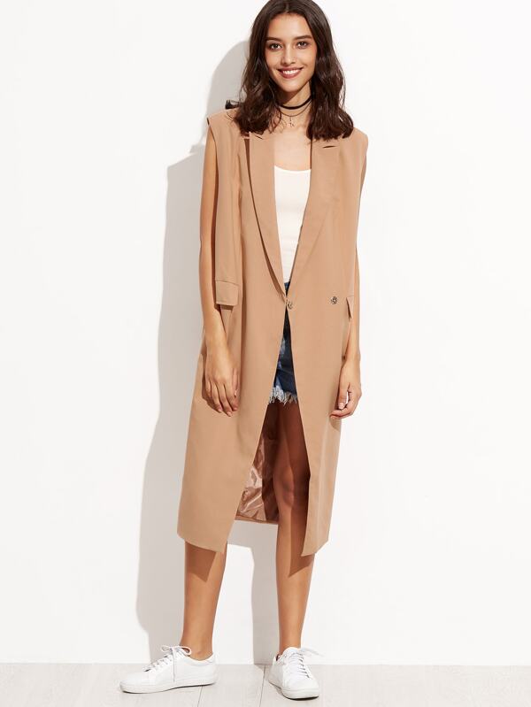 Yolanda Dusty Pink Sleeveless Trench Coat Missy Empire Black Plain Cloak Single Ted Flowy Adjust Waist Fashion Long Cardigan Chiffon Sleeveless Trench Coat