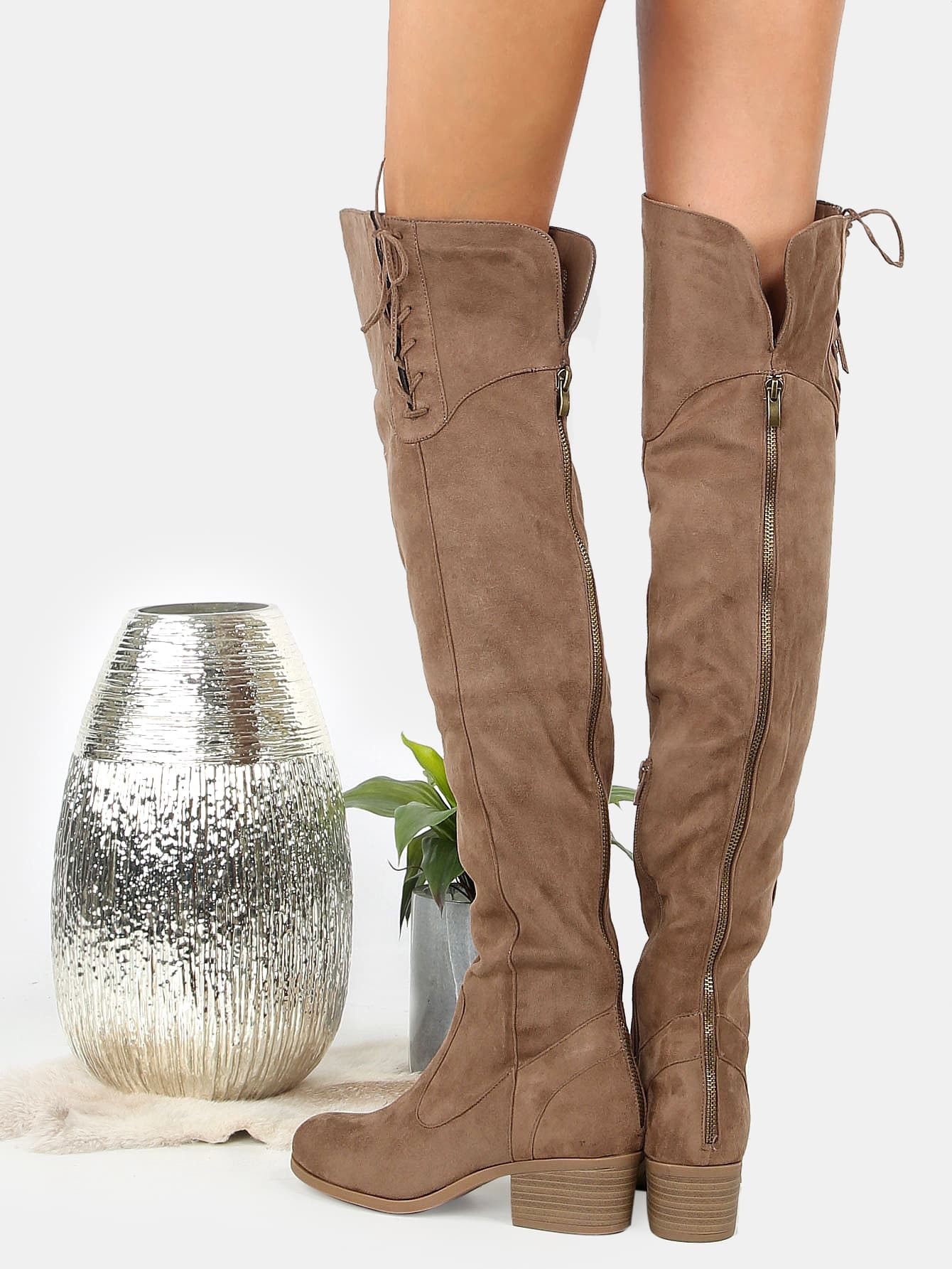 faux suede over the knee boots
