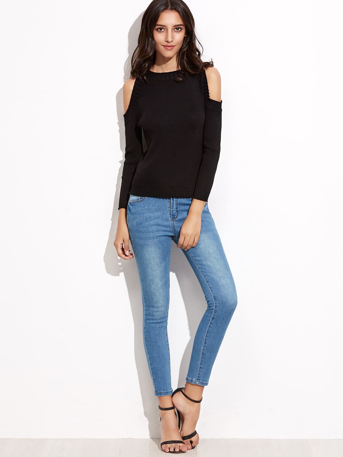 Blue Skinny Ankle Denim Jeans SheIn(Sheinside)