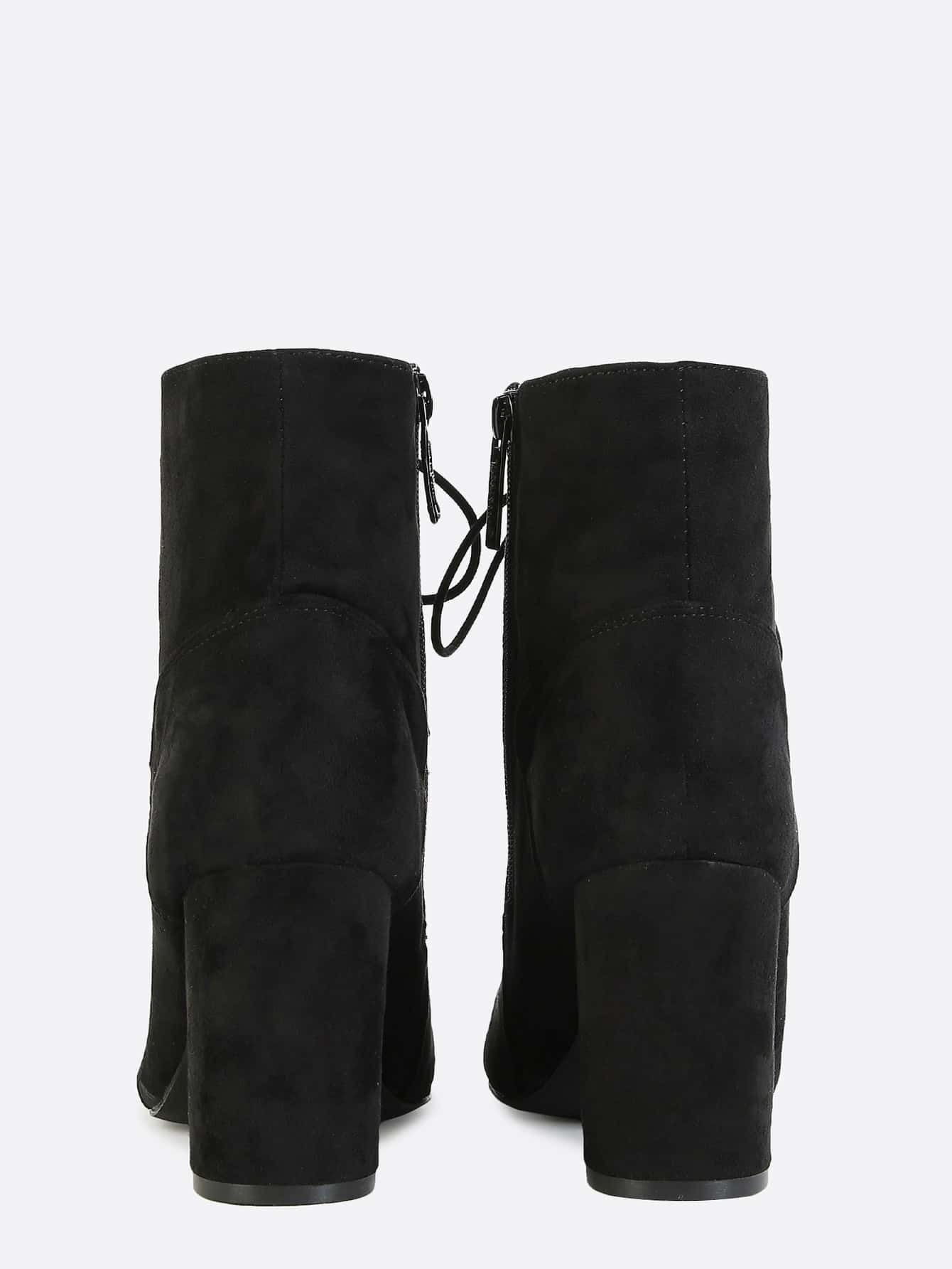 Faux Suede Tassel Ankle Booties BLACK SheIn(Sheinside)