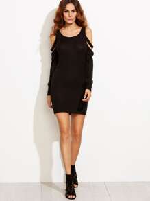 black cold shoulder sweater dress