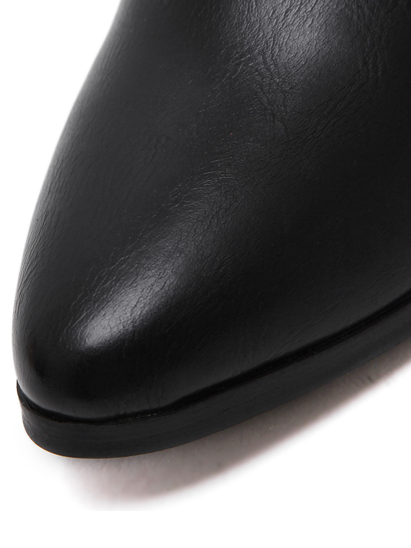 Black PU Side Zipper Cork Heel Chunky Boots SheIn(Sheinside)