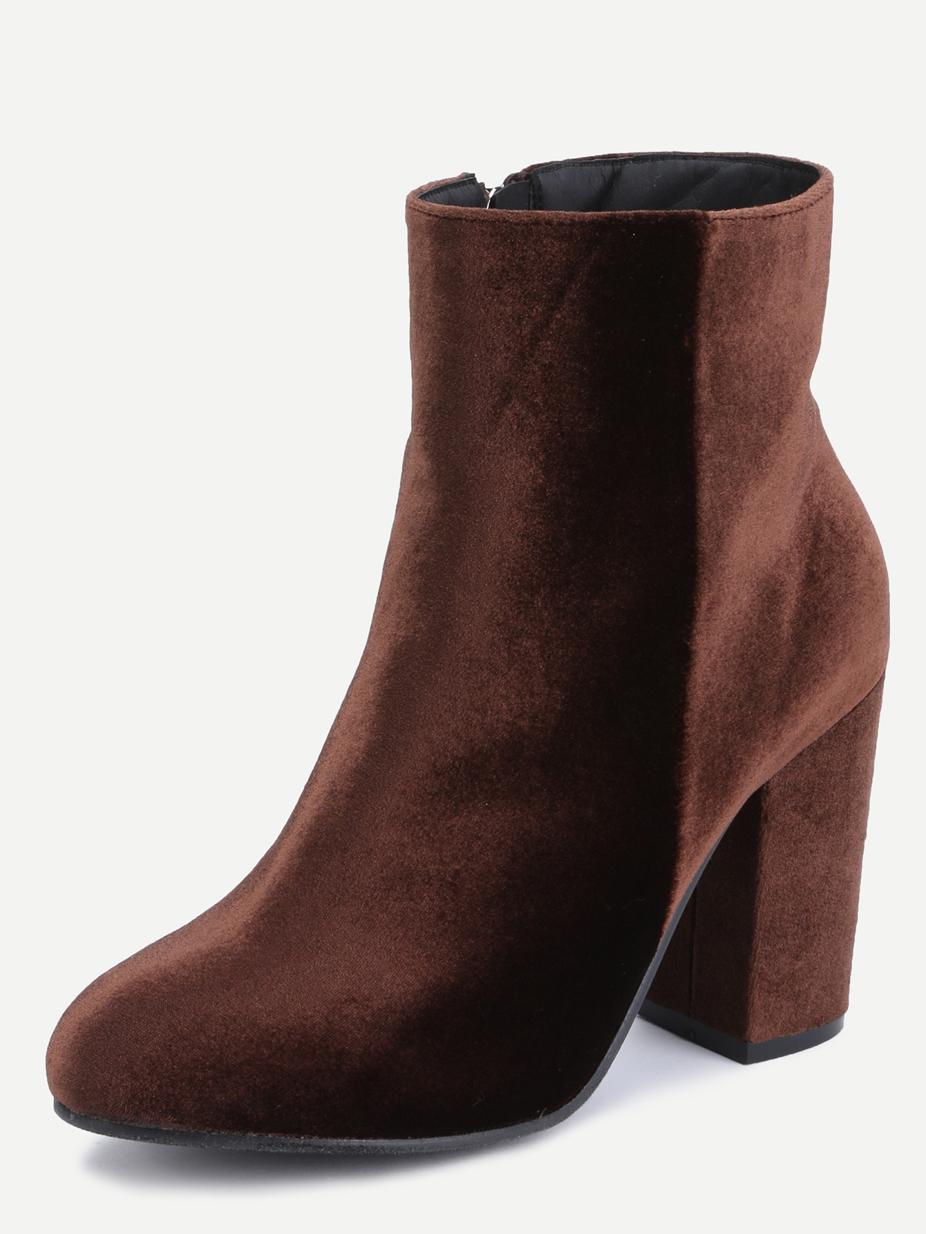 stylish velvet chunky high heel boots