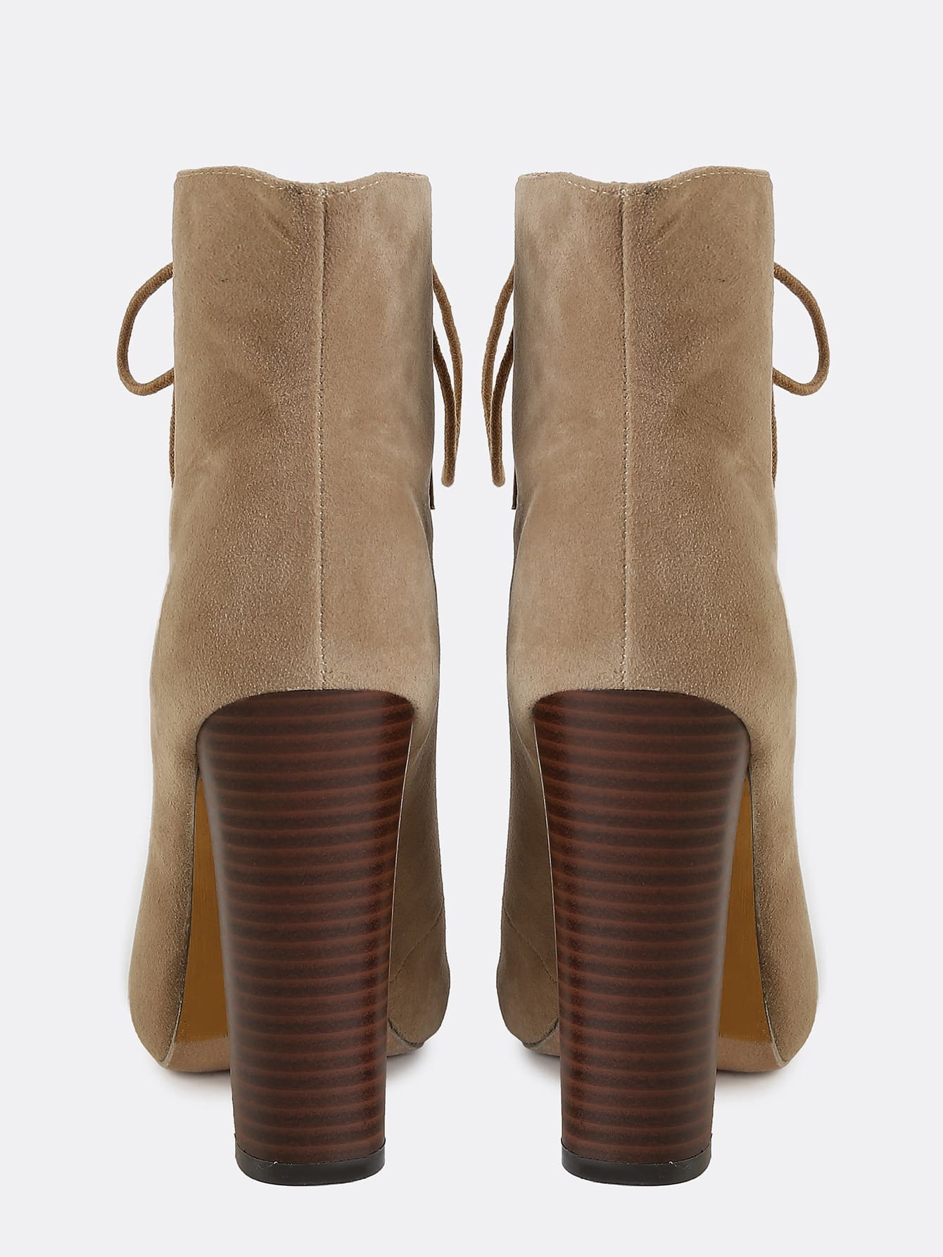 stacked heel suede boot
