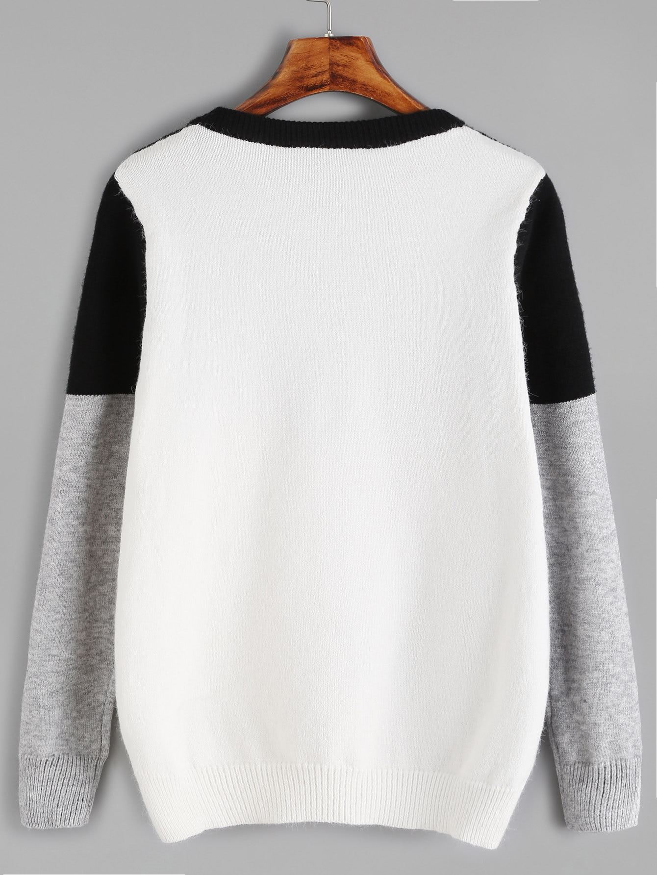 Color Black Jersey Sweater SheIn(Sheinside)