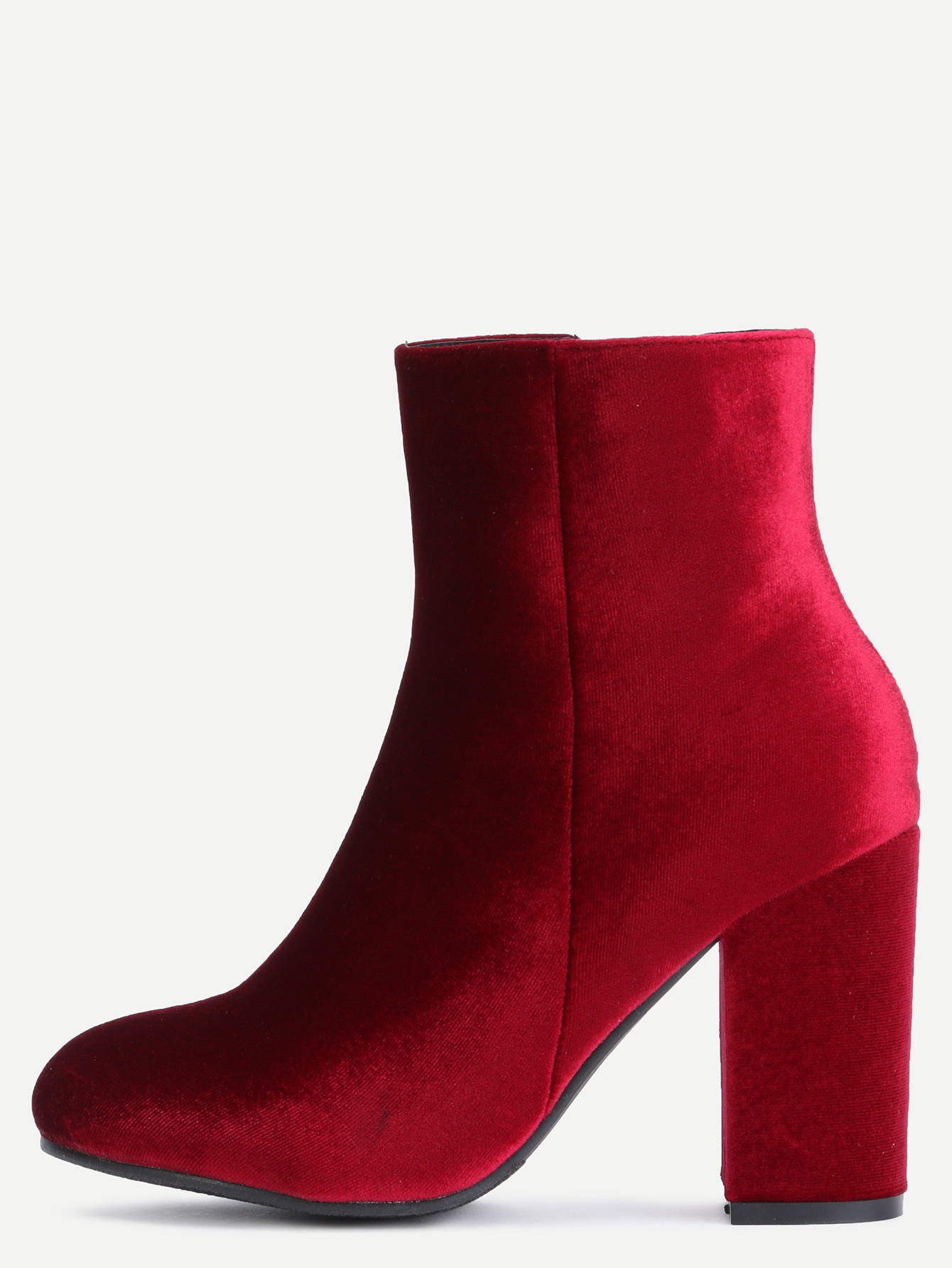 stylish velvet chunky high heel boots
