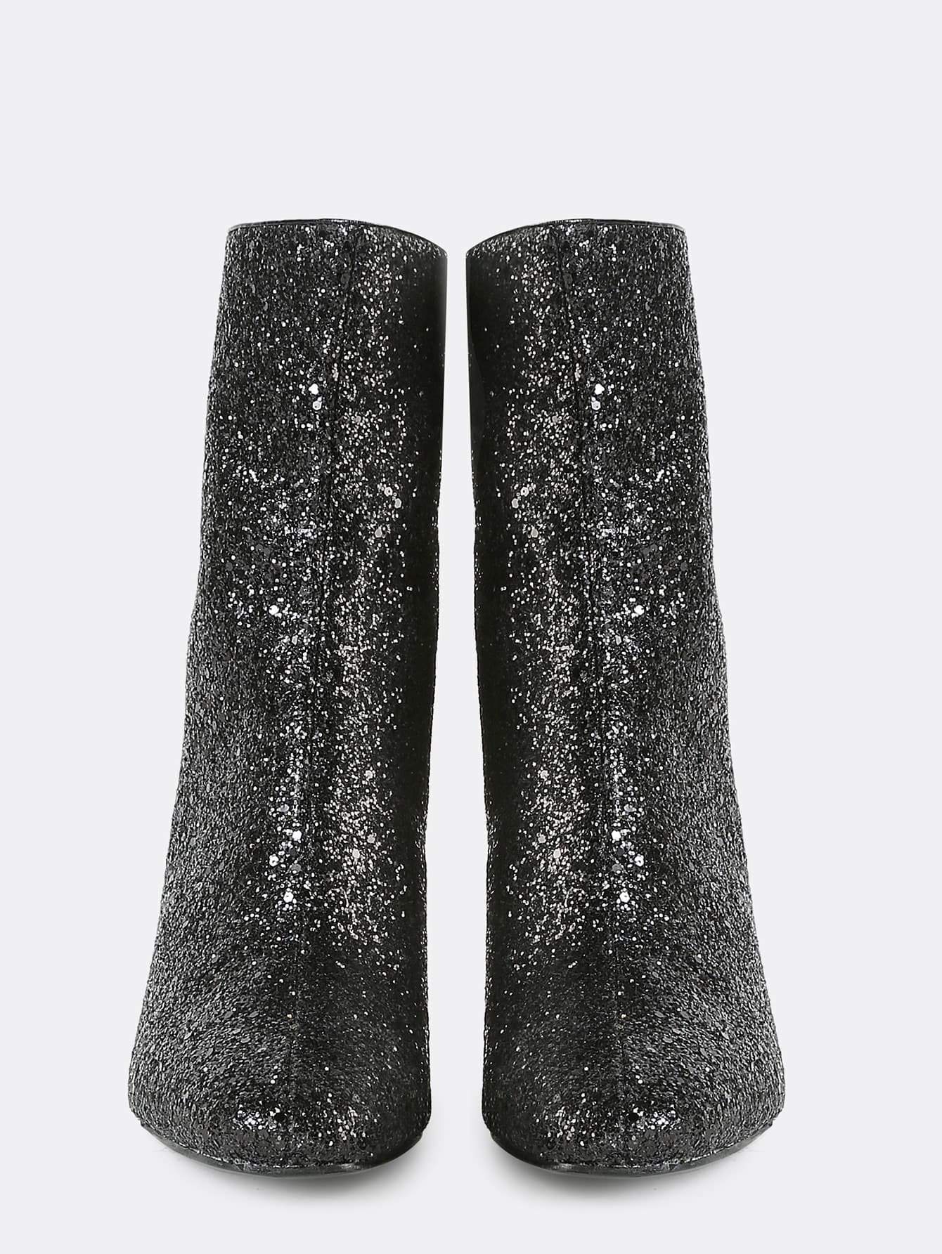 Glitter Perspex Ankle Booties BLACK SheIn(Sheinside)