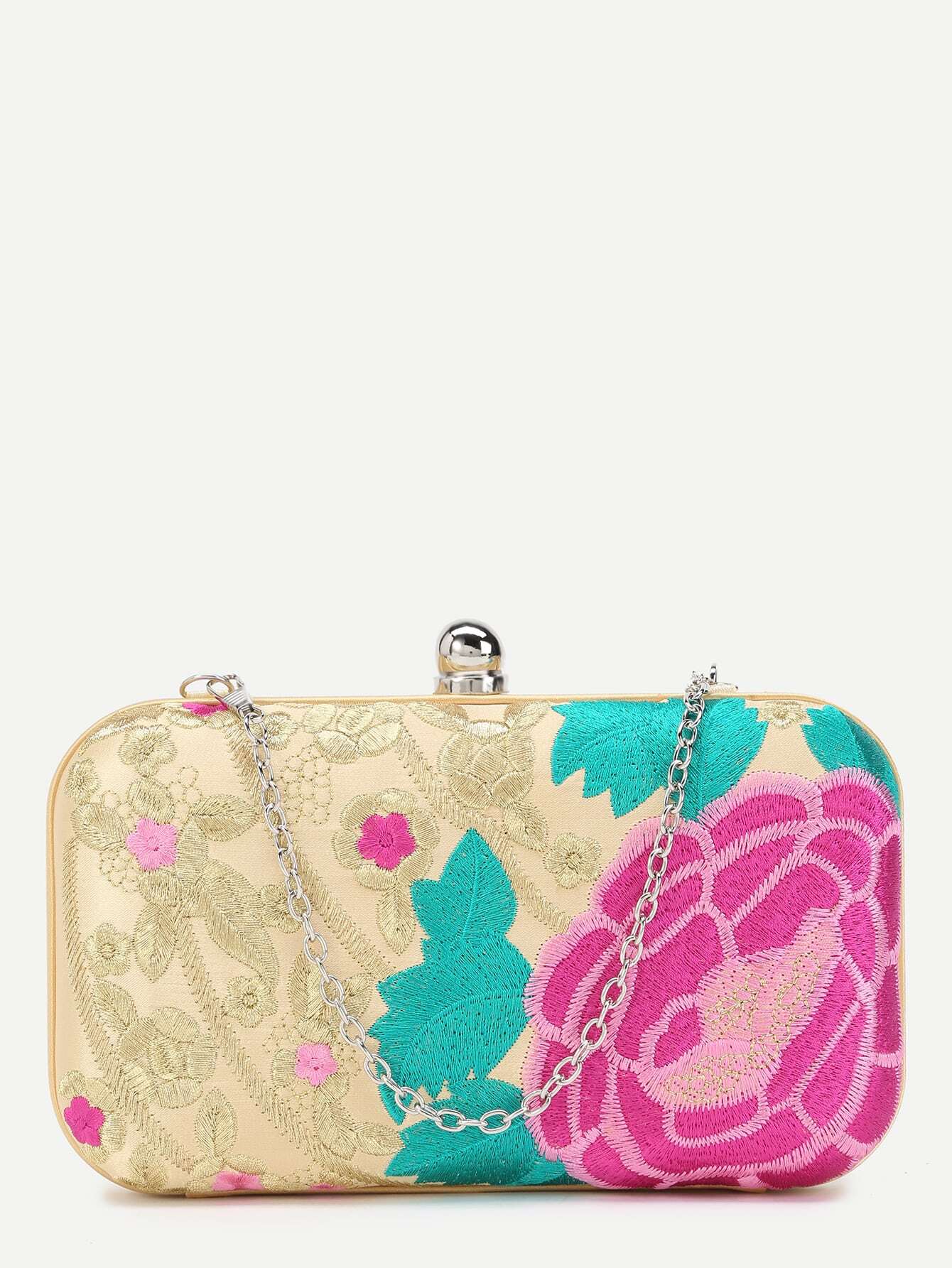 Clutch de PU con bordado floral dorado Spanish SheIn(Sheinside)