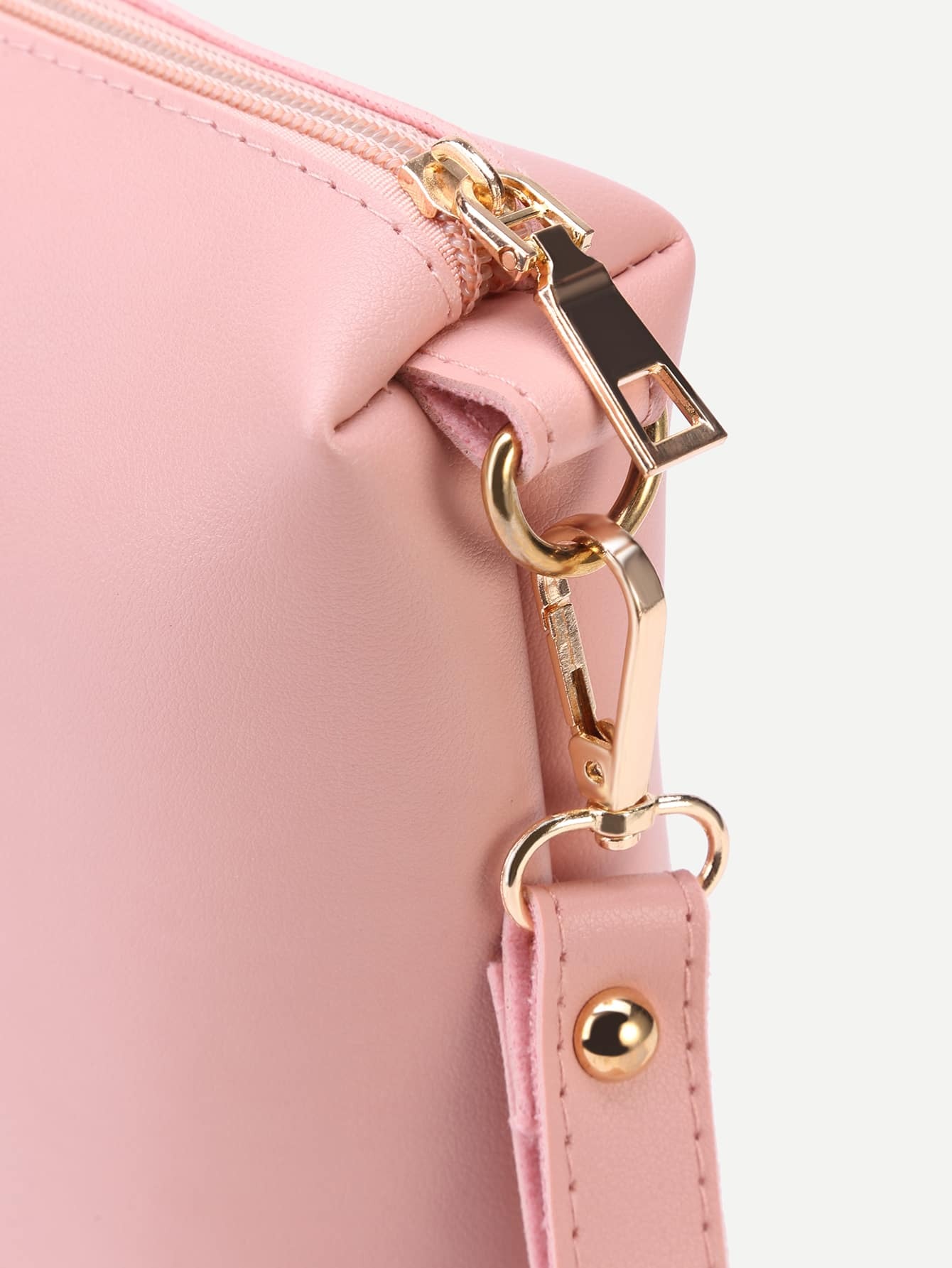 Pink PU Front Pocket Shoulder Bag With Handbag SheIn(Sheinside)