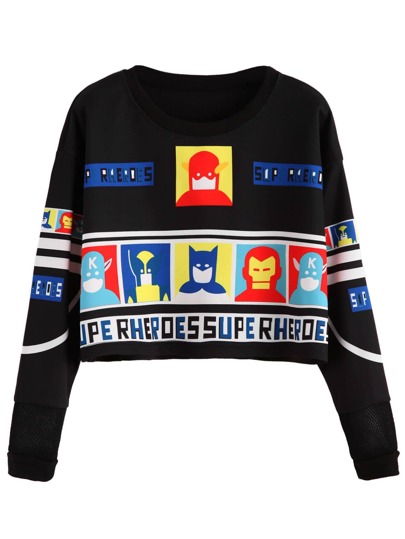 cartoon print crop top