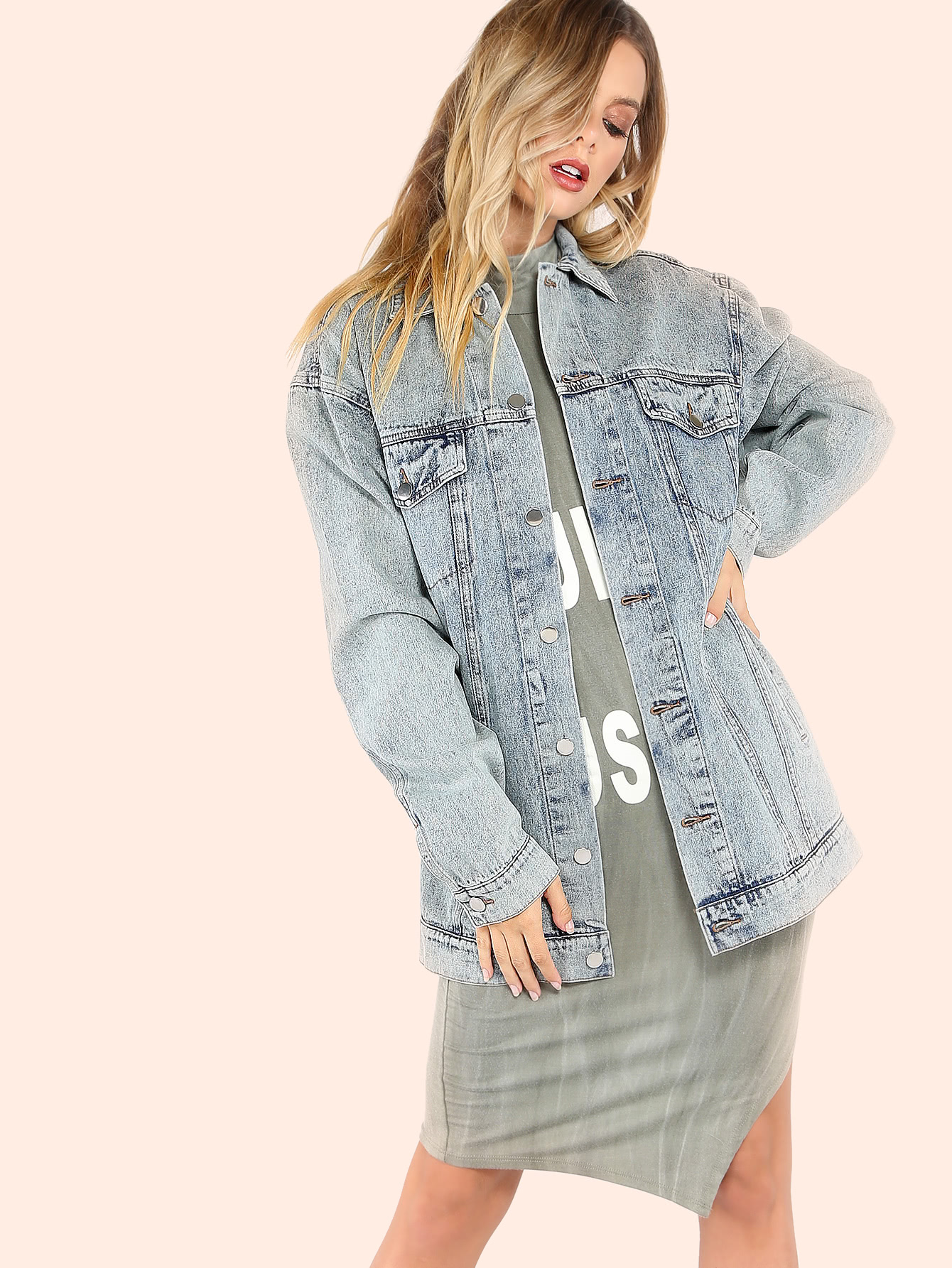 Фото #1: Mineral Wash Oversized Denim Jacket