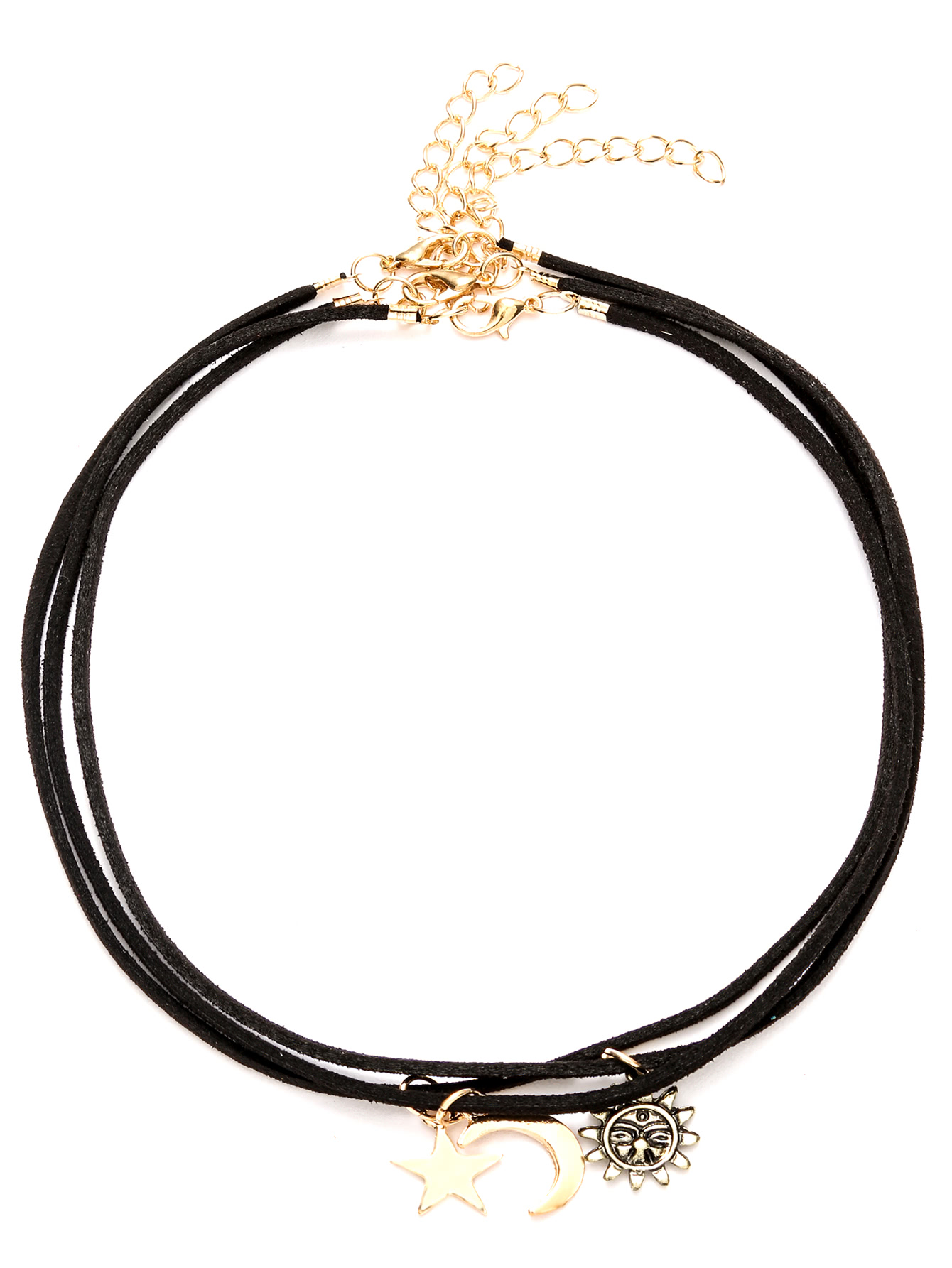 3PCS Black Sun Moon Star Pendant Necklace Set graceful solid color star moon pendant necklace for women