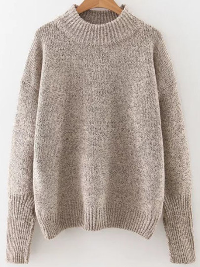 Jersey hombro caído con cuello redondo - kaki