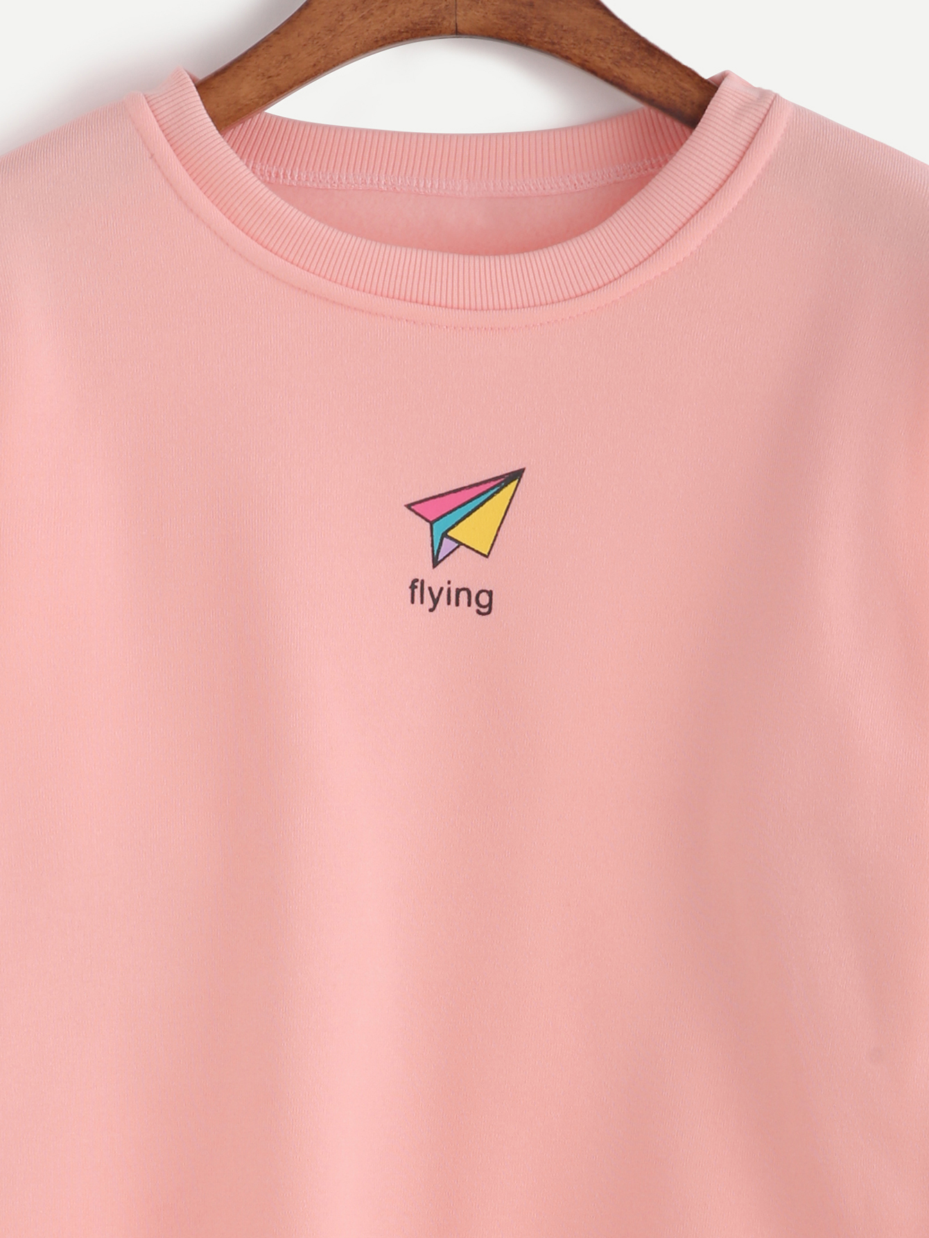 Pink Patchwork Print Sweatshirt SheIn(Sheinside)