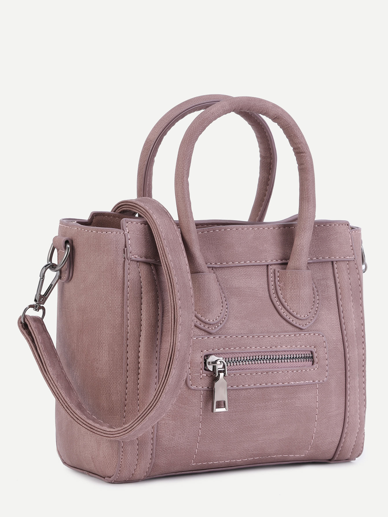 Front Zipper Handbag With Strap SheIn(Sheinside)