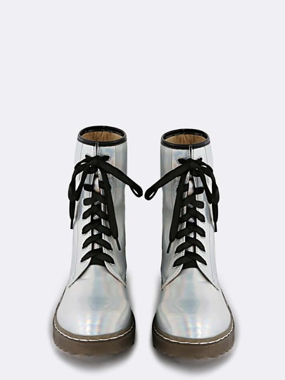 holographic lace up boots