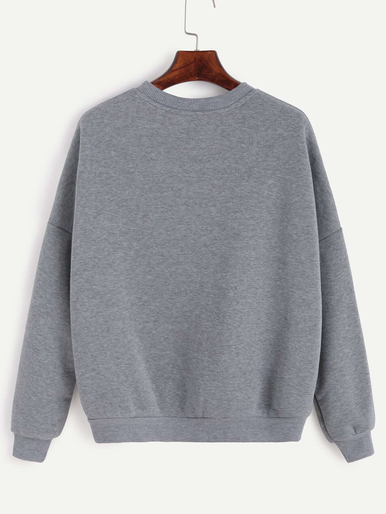 Skull Print Drop Shoulder Sweatshirt SheIn(Sheinside)