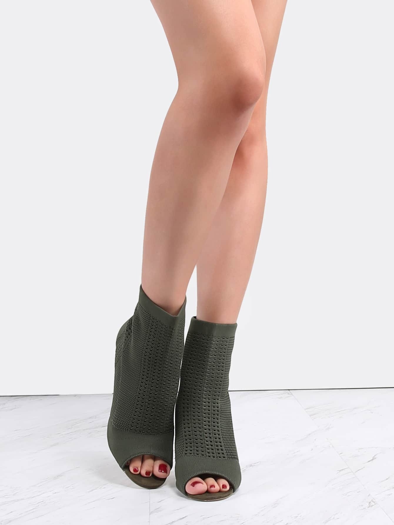 olive peep toe booties