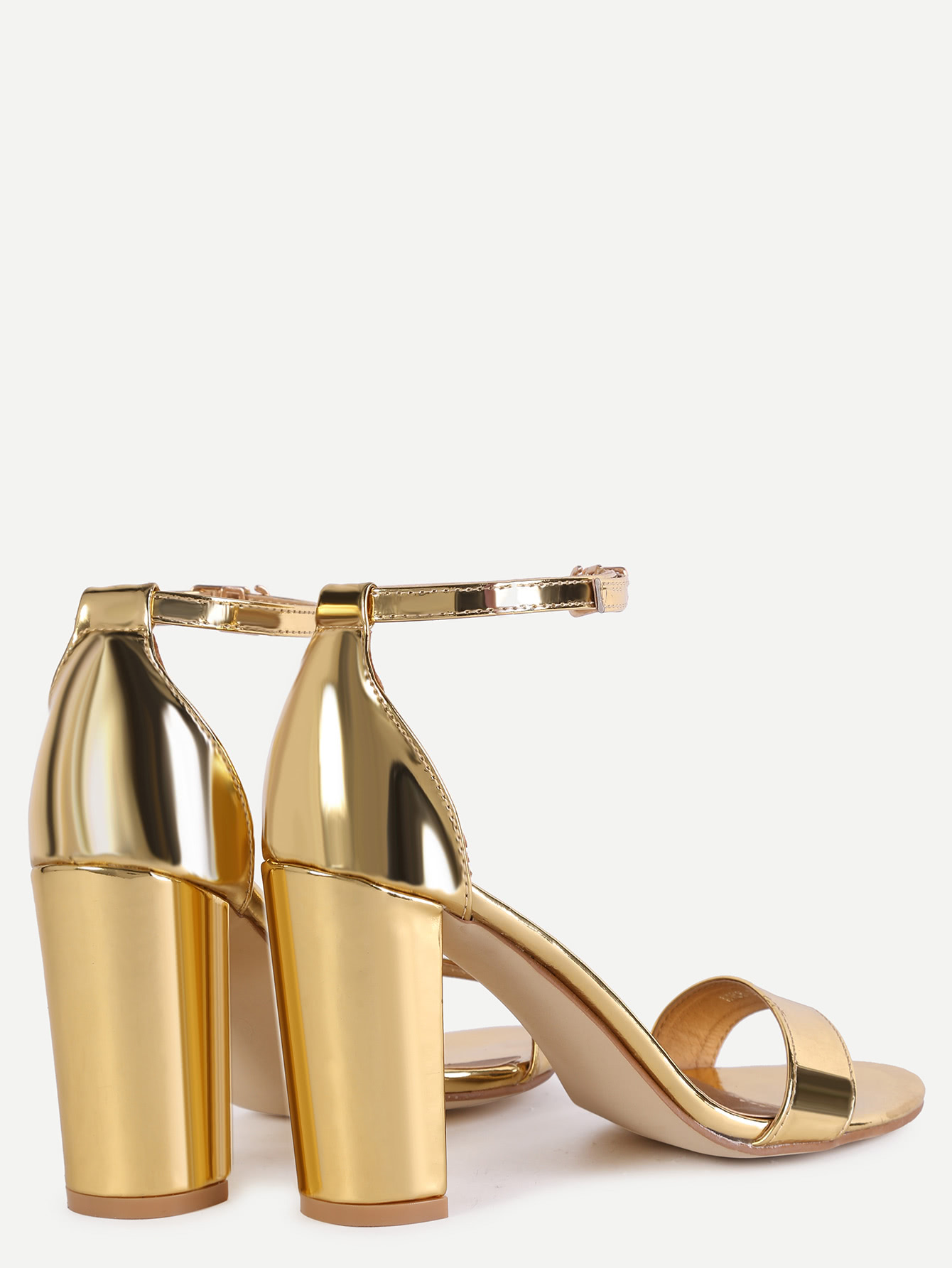 Gold Peep Toe Ankle Strap Sandals SheIn(Sheinside)