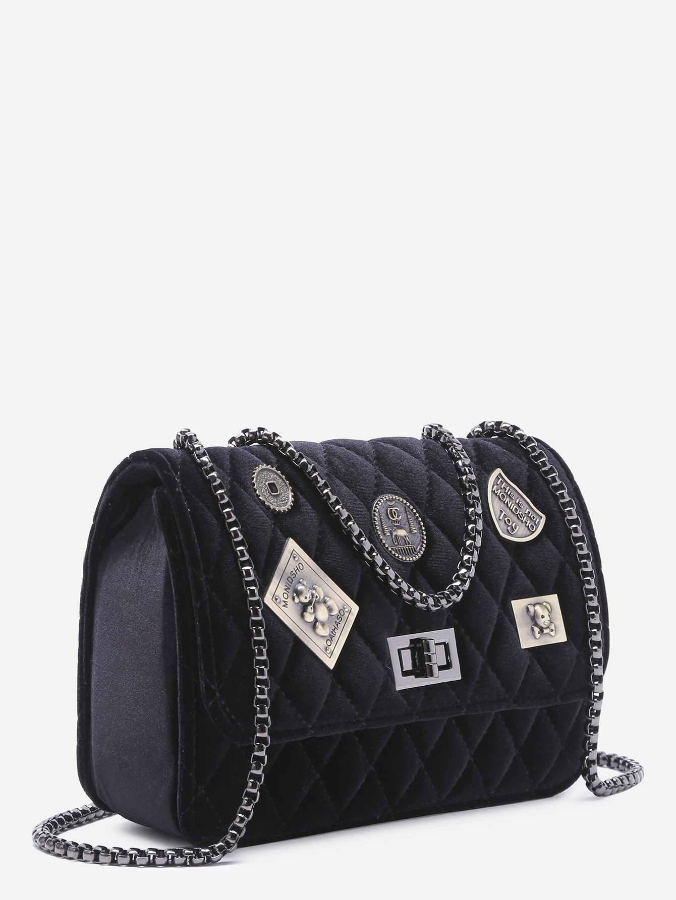 Embellished Boxy Quilted Flap Chain Bag SheIn(Sheinside)