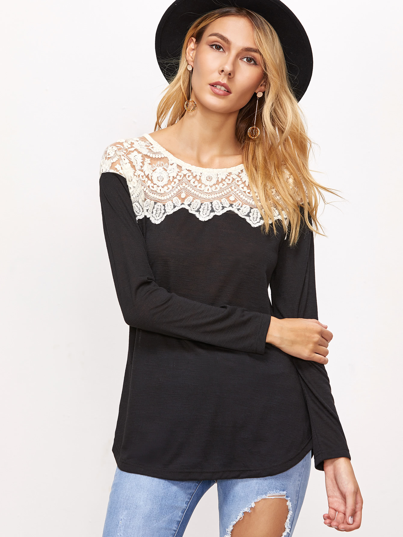 lace trim shirt