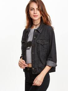 shein denim breasted single pockets jacket spring