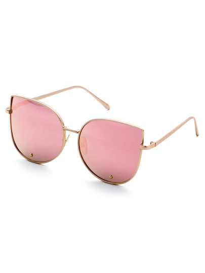 Gold Frame Pink Cat Eye Stylish Sunglasses -SheIn(Sheinside)