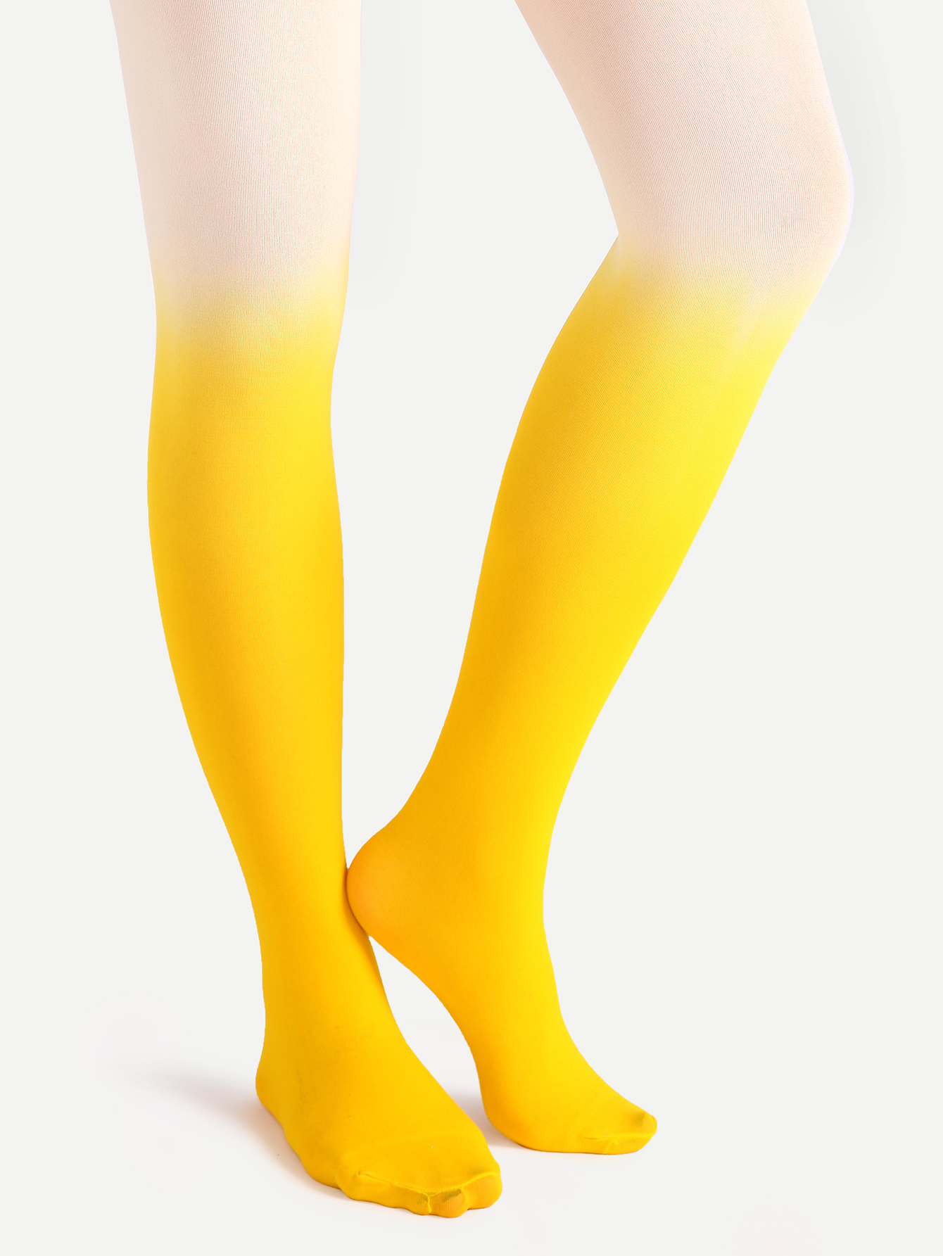 Shiny Yellow Ombre Watercolor Pantyhose Stockings -SheIn(Sheinside)