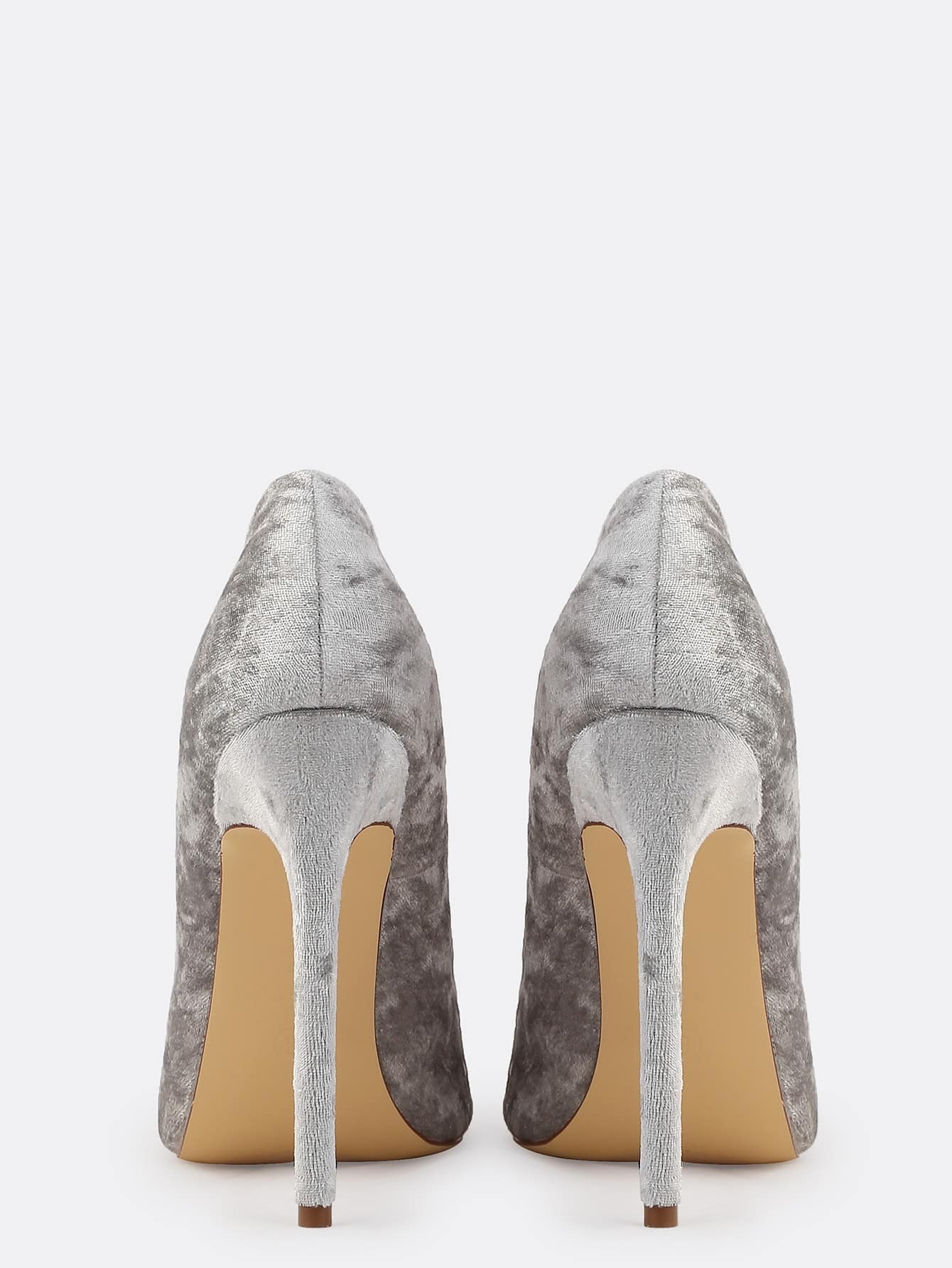 gray velvet pumps