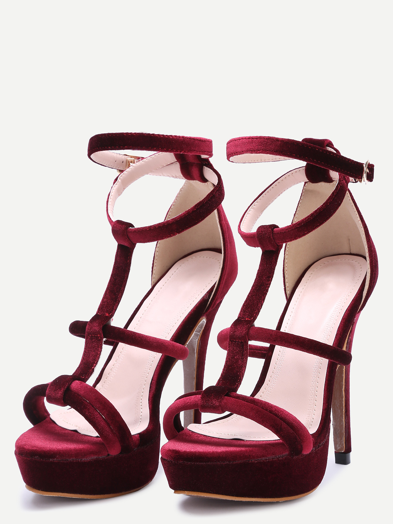 burgundy strappy shoes