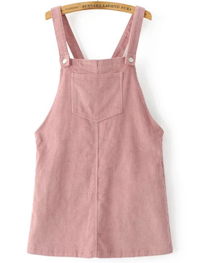 pink corduroy overall dress with pocket shein sheinside pink corduroy overall dress with pocket shein sheinside