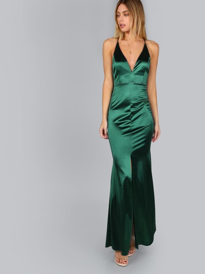 Green Satin Dress