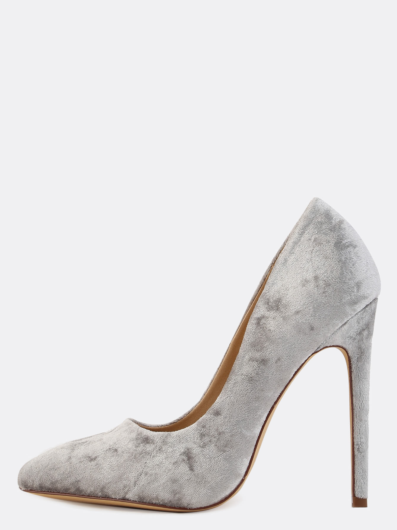 gray velvet pumps