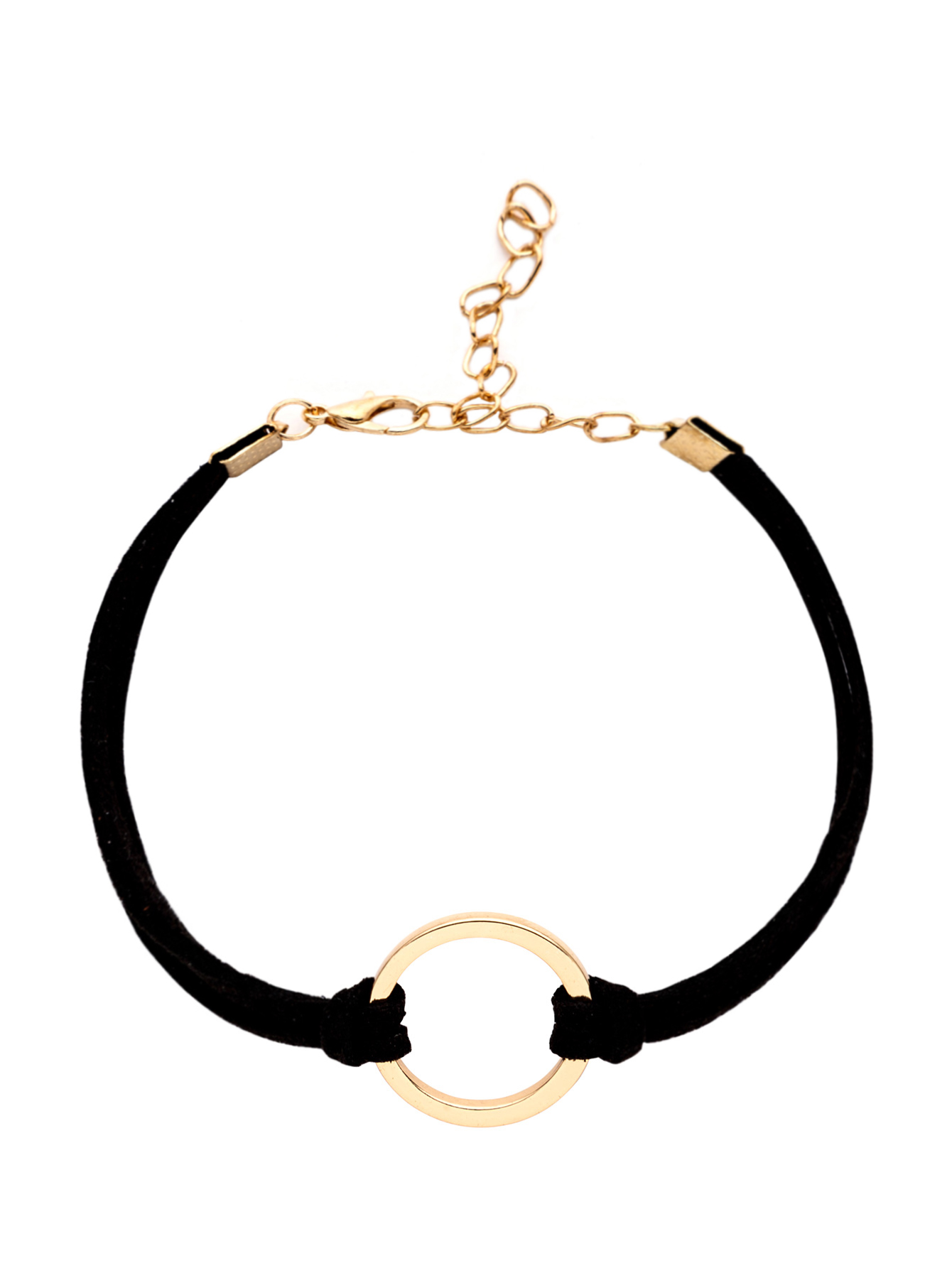 Black Round Charm Suede String Bracelet SheIn(Sheinside)