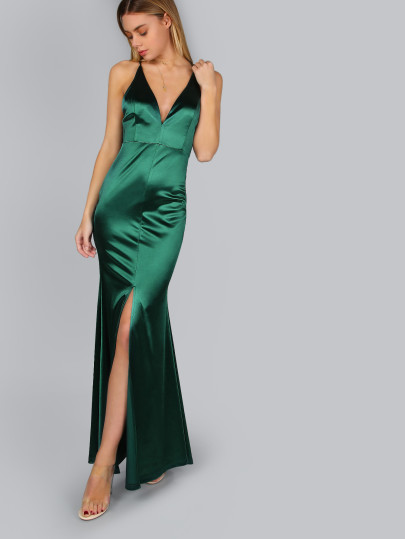 Green Satin Dress