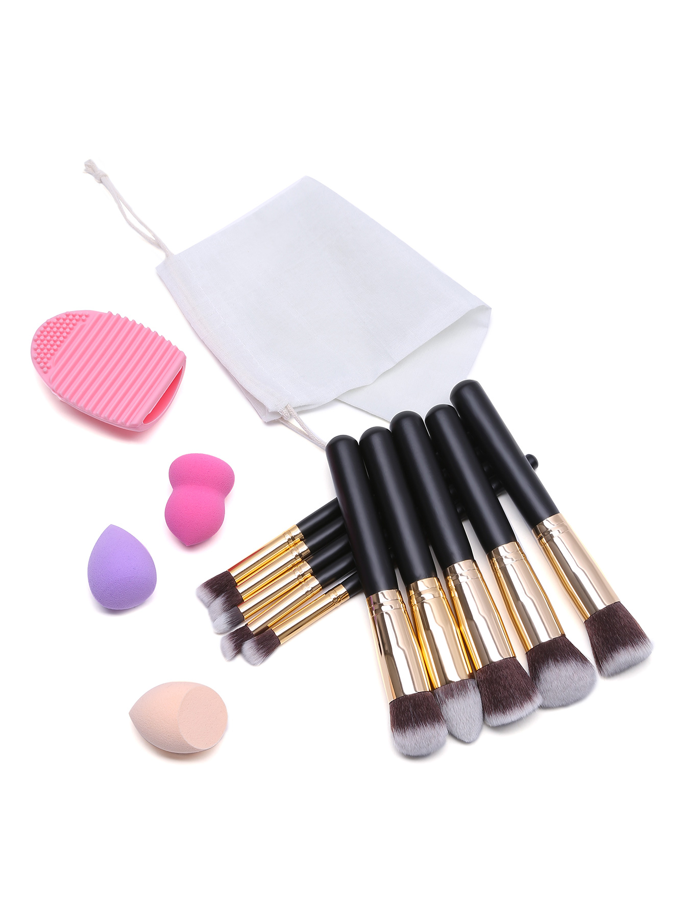 14Pcs Black Makeup Tool Set With Bag SheIn(Sheinside)