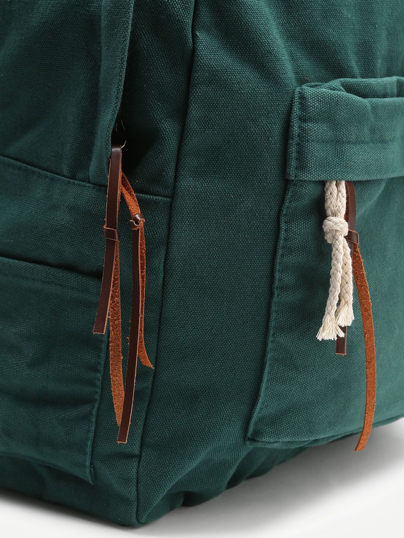 Distressed Zipper Front Canvas Backpack SheIn(Sheinside)