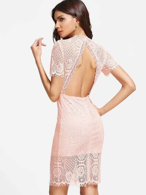 Pink Lace Sheath Dress