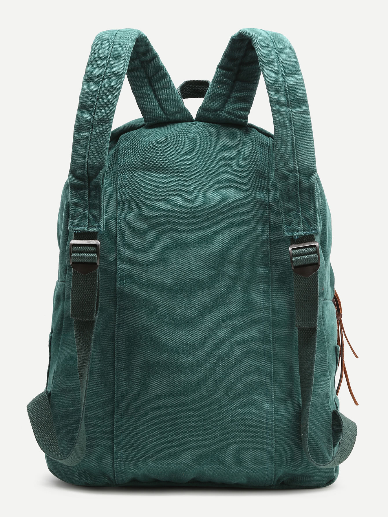 Distressed Zipper Front Canvas Backpack SheIn(Sheinside)