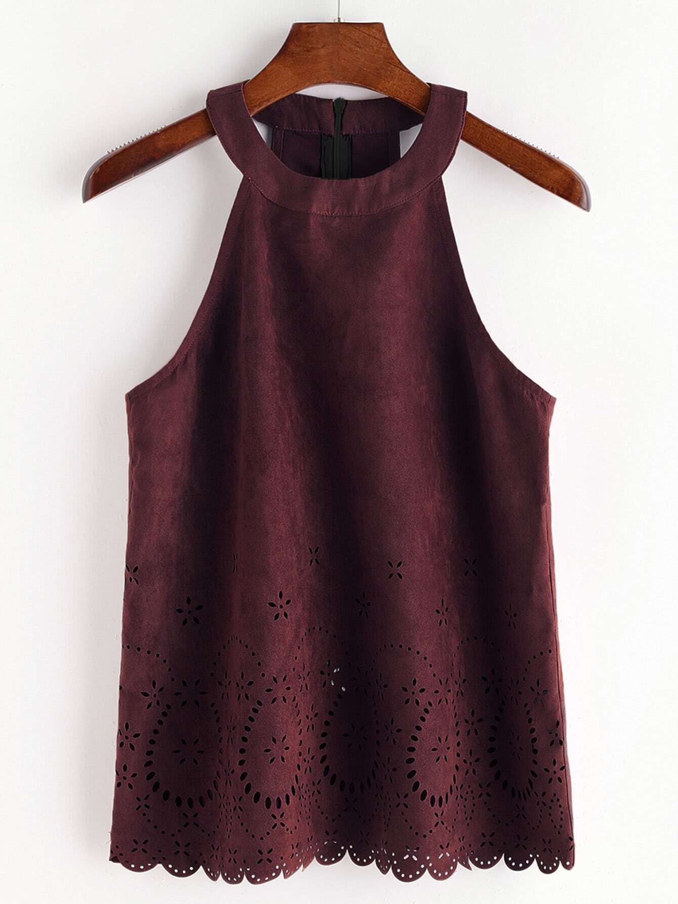 laser cut suede halter neck top shein sheinside laser cut suede halter neck top shein sheinside
