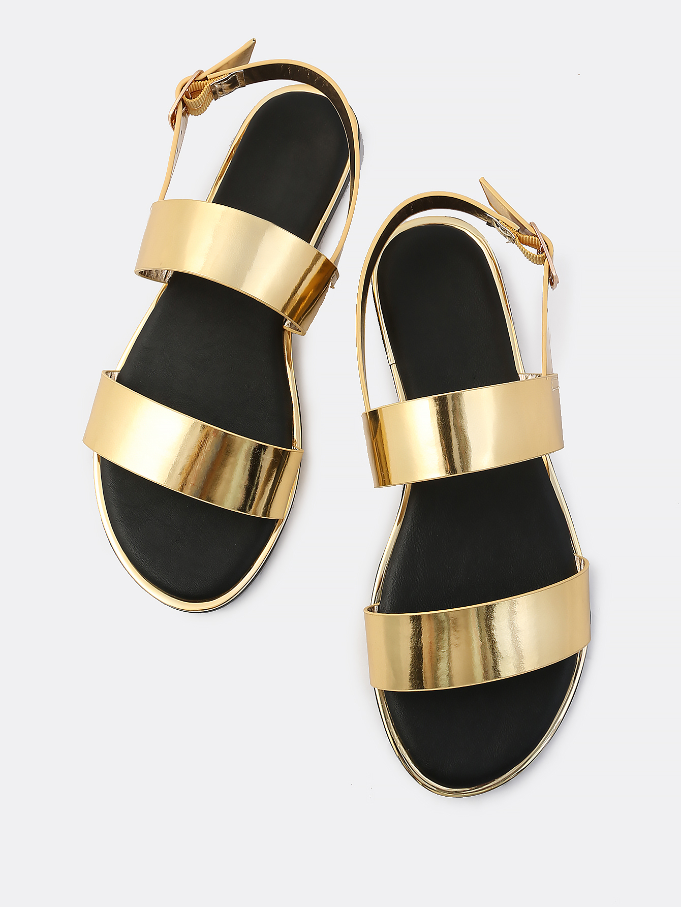 double band slip on sandals