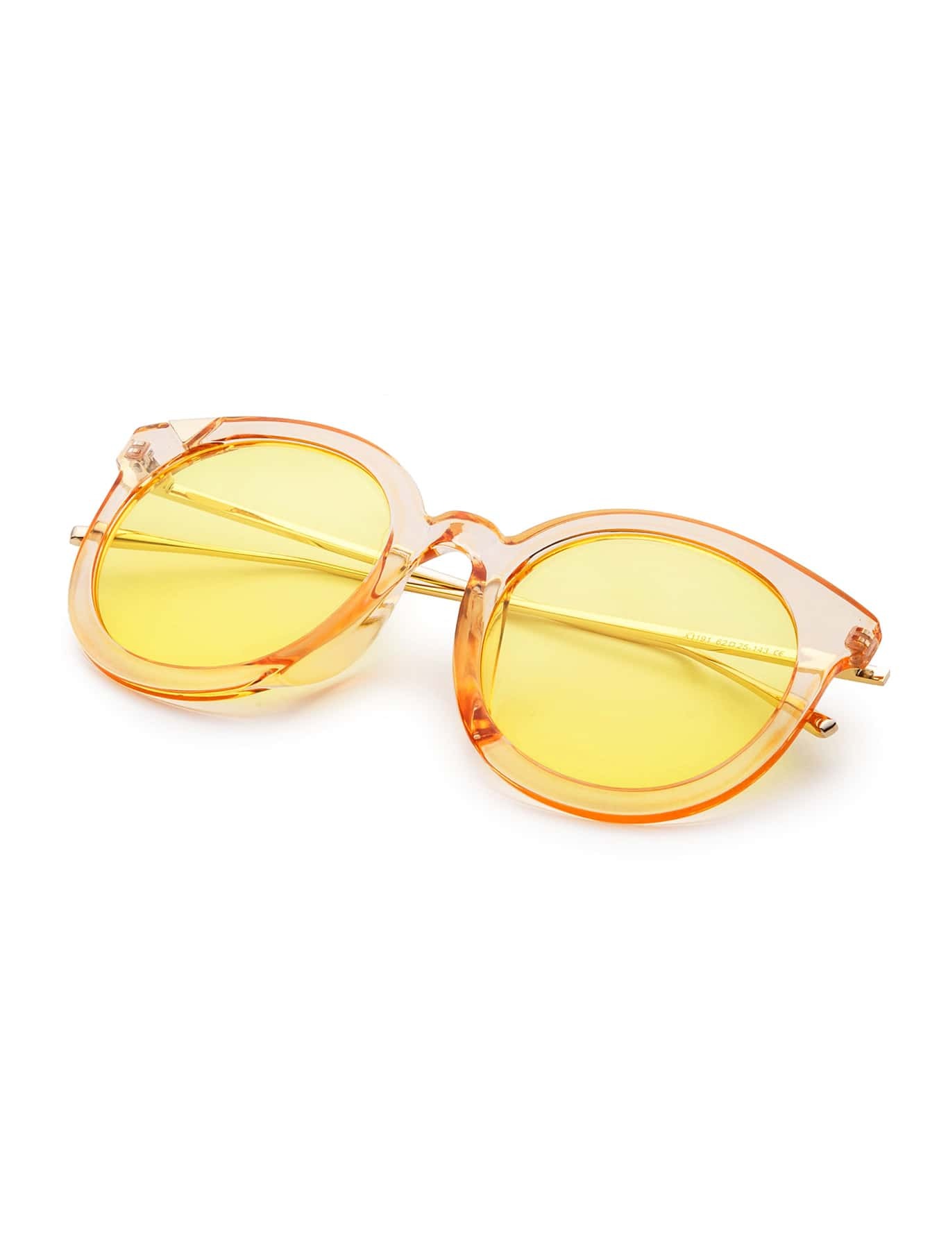 Gold Frame Metal Arm Gold Lens Sunglasses SheIn(Sheinside)